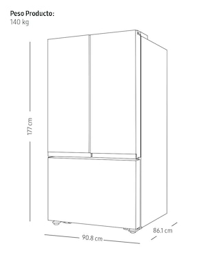 Refrigerador french door Samsung 32 pies cúbicos inverter y fabrica de hielo RF32CG5N10S9EM