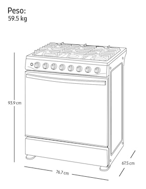 Estufa de piso a gas natural/lp Samsung 76.7 cm NX52T5411MS/AX de 6 quemadores
