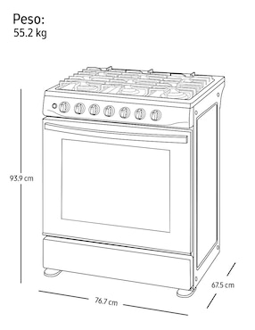 Estufa de piso a gas natural/lp Samsung 76 cm NX52D3000MV/AX de 6 quemadores