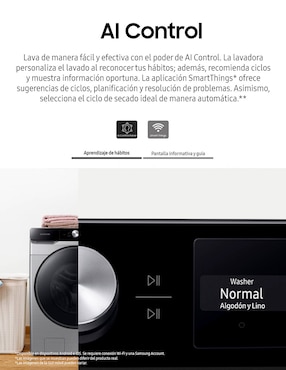 Lavadora Samsung 22 kg automática carga frontal f-wf22c640wcp