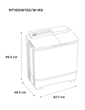 Lavadora doble tina Midea 13 kg semiautomática carga superior mt100w130/w-mx