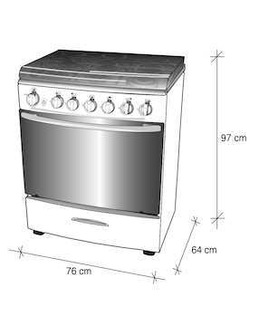 Estufa de piso a gas natural/lp Koblenz 76 cm KZ.EST.GINEBRA.FRYER. de 6 quemadores