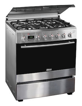Combo estufa de piso a Gas natural/lp Koblenz 76 cm COMBO.EST-FRYER+CAMP de 6 quemadores + Campana