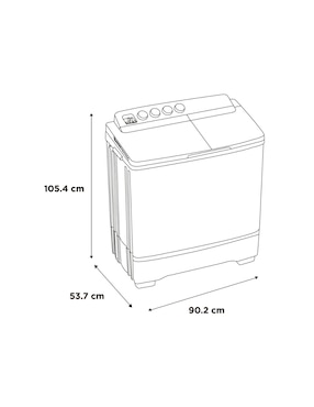Lavadora doble tina Midea 19 kg semiautomática carga superior mt100w190/w-mx