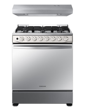 Combo Estufa De Piso A Gas LP/natural Samsung 76 Cm F-NK30BT5412MS De 6 Quemadores + Campana