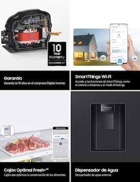 Refrigerador top mount Samsung 14 pies cúbicos inverter y no frost RT38DG6734S9EM