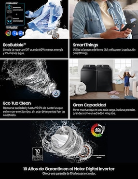 Lavadora Samsung 22 kg automática carga superior WA22C3544GVAX