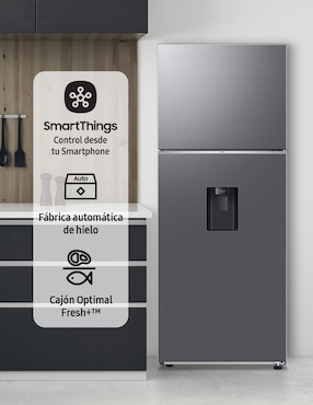 Refrigerador Top mount Samsung 15 pies cúbicos tecnología inverter y automática RT42DG6774S9EM