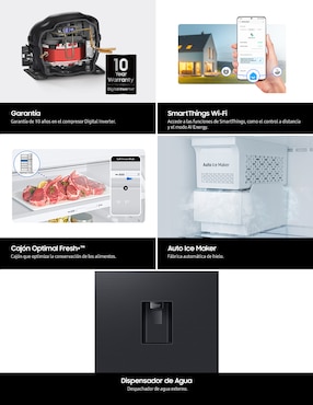 Refrigerador Top mount Samsung 15 pies cúbicos tecnología inverter y automática RT42DG6774S9EM