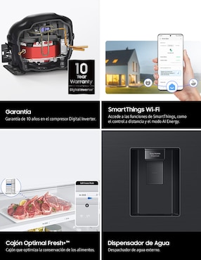 Refrigerador Top mount Samsung 19 pies cúbicos tecnología inverter y fábrica de hielos RT53DG6758S9EM