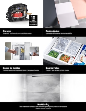 Refrigerador French door Samsung 32 pies cúbicos inverter y fábrica de hielo RF32CB532012EM