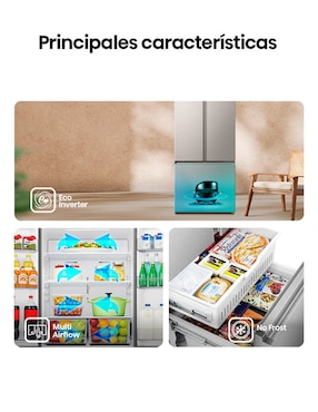 Refrigerador french door Hisense 22 pies cúbicos inverter y no frost RF22N6FCX