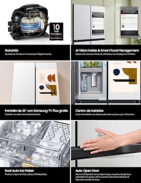 Refrigerador french door Samsung 29 pies cúbicos inverter y fábrica de hielos RF29DB9950QDEM