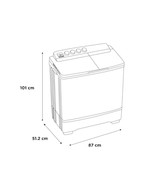 Lavadora doble tina Midea 15 kg semiautomática carga superior mt100w150/w-mx