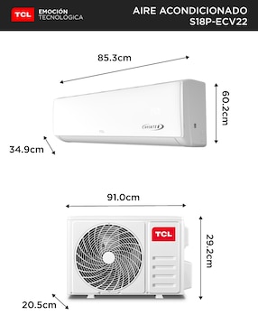 Aire acondicionado mini split inverter Tcl Elite Inverter frío 18000 BTU S18P-ECV22