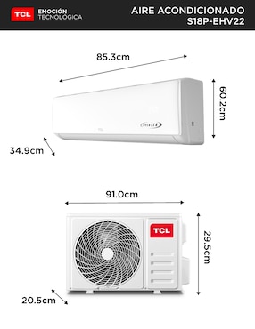 Aire acondicionado mini split inverter Tcl Elite inverter frío y calor 18000 btu s18p-ehv22