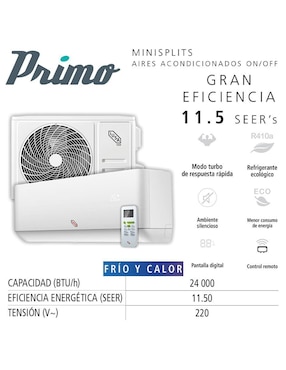 Aire acondicionado mini split Primo frío y calor 24000 BTU 269199 220 V