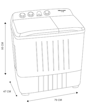Lavadora doble tina Hisense 13 kg manual carga superior wsa1301p