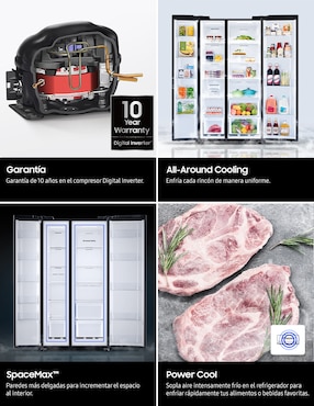 Refrigerador dúplex Samsung 28 pies cúbicos inverter y no frost y fábrica de hielo RS28T5B00B1/EM