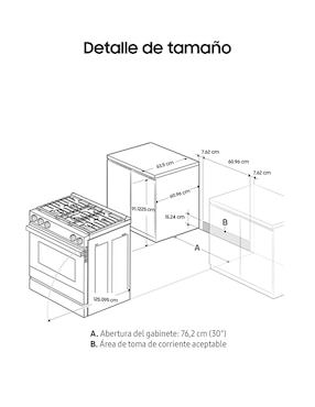 Estufa de piso a Gas LP Samsung Bespoke 76.1 cm NSG6DG8500SRAX de 5 quemadores