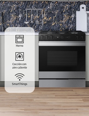 Estufa de piso a Gas LP Samsung Bespoke 76.1 cm NSG6DG8500SRAX de 5 quemadores