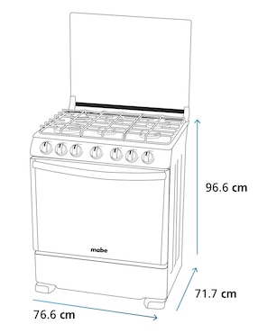 Estufa de piso a gas LP Mabe 76.60 cm EM7657CFIS0 de 6 quemadores