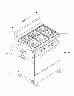 Estufa de piso a gas Acros AFR4112B 76 cm AFR4112B de 6 quemadores
