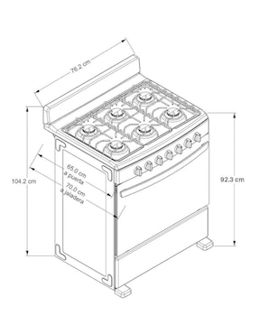Estufa de piso a gas LP Acros 76 cm AFR2000B de 6 quemadores