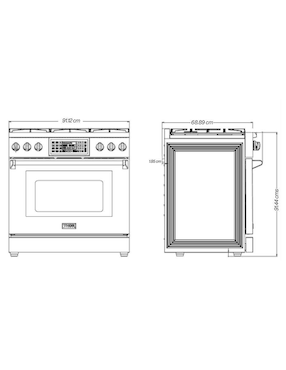 Estufa de piso a gas Natural Thor Kitchen 90 cm trg3601 de 6 quemadores
