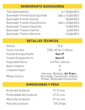 Estufa de piso a gas Natural Thor Kitchen 90 cm trg3601 de 6 quemadores