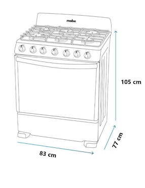 Estufa de piso a gas Mabe 76 cm EM7620BAIS2 de 6 quemadores
