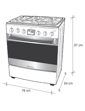 Estufa de piso a Gas natural/lp Koblenz 76 cm KZ.COMBO.EST.AI.PARIS. de 6 quemadores