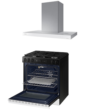 Combo estufa de piso a gas natural/lp Samsung 76.1 CM F-NSG85012NK36 de 5 quemadores + campana