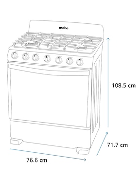 Estufa de piso a Gas LP Mabe 76 cm EM7659BFIS3CMP76 de 6 quemadores