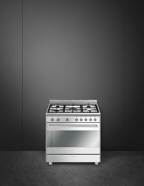 Estufa de piso a Gas natural/lp Smeg 90 cm SX91VJM2 de 5 quemadores
