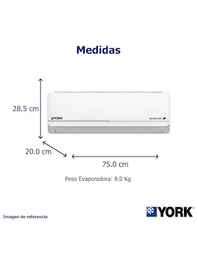 Aire acondicionado mini split inverter York frío 12000 BTU YHJF12ZX6AXPORX 110 V
