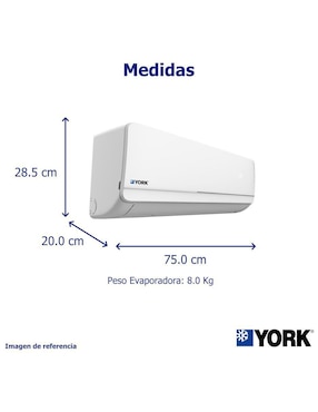 Aire acondicionado mini split York frío y calor 12000 BTU YHGE12ZXMAXPORX 110 V