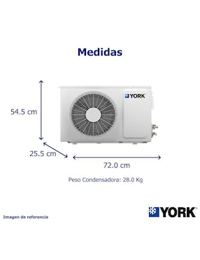 Aire acondicionado mini split York frío y calor 12000 BTU YHGE12ZXMAXPORX 110 V