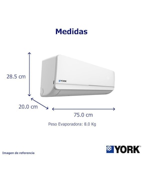 Aire acondicionado mini split York frío y calor 12000 BTU YHGE12ZJMAXPORX 220 V