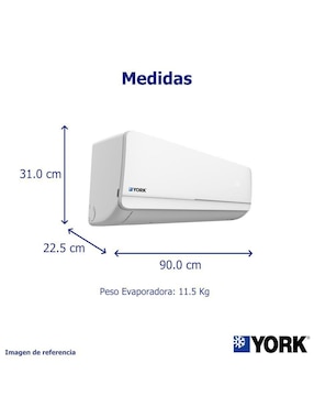 Aire acondicionado mini split York frío y calor 18000 BTU YHGE18ZJMAXPORX 220 V