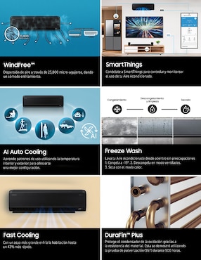 Aire acondicionado mini split inverter Samsung Frío y calor 18000 BTU AR70F18C1CB/AX 220 V