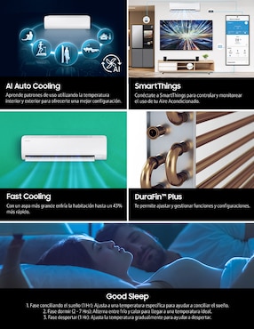 Aire acondicionado mini split inverter Samsung Frío 18000 BTU AR50F18D1BH/AX 220 V