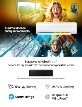 Aire acondicionado mini split inverter Samsung Windfree Frío y calor 22000 BTU AR60F24C1HW/AX 220 V