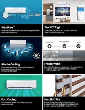 Aire acondicionado mini split inverter Samsung Frío y calor 18000 BTU AR60F18C1HW/AX 220 V