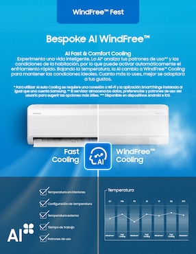 Aire acondicionado mini split inverter Samsung Frío y calor 18000 BTU AR60F18C1HW/AX 220 V