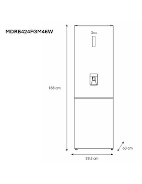 Refrigerador bottom mount Midea 11 pies cúbicos no frost MDRB424FGM46W