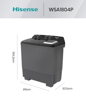 Lavadora doble tina Hisense 18 kg semiautomática carga superior WSA1804P