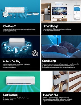 Aire acondicionado mini split inverter Samsung Frío AR60F24D1FW/AX 220 V