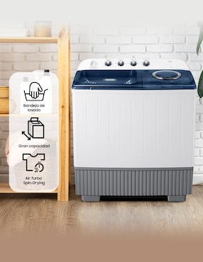 Lavadora doble tina Samsung 21 kg semiautomática carga superior wt21f6300lg/ax
