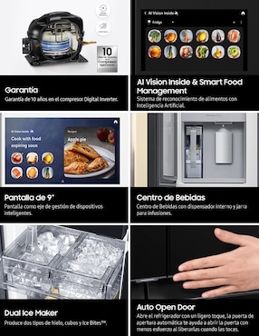 Refrigerador French door Samsung 23 pies cúbicos inverter y fábrica de hielo
RM90F66CDWEM
